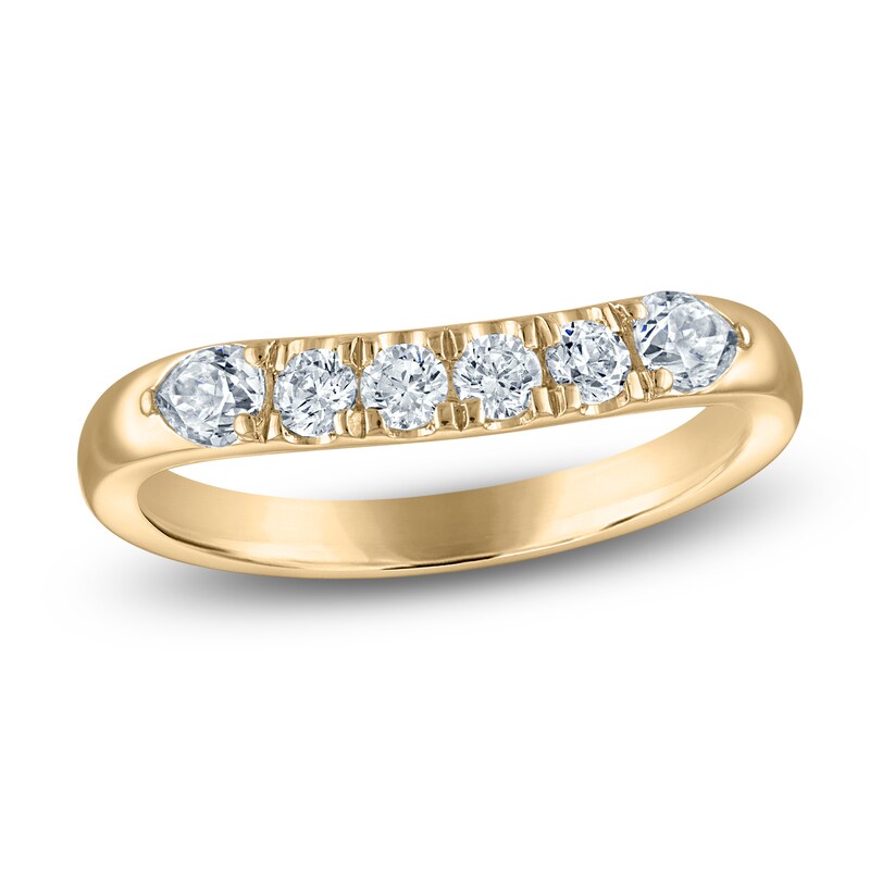 Main Image 1 of Vera Wang VOW Round-Cut & Pear-Shaped Lab-Grown Diamond Wedding Band 1/2 ct tw 14K Yellow Gold