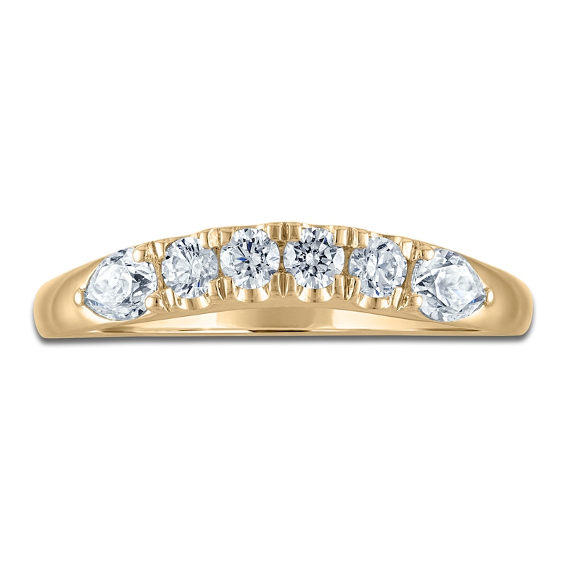 Main Image 3 of Vera Wang VOW Round-Cut & Pear-Shaped Lab-Grown Diamond Wedding Band 1/2 ct tw 14K Yellow Gold