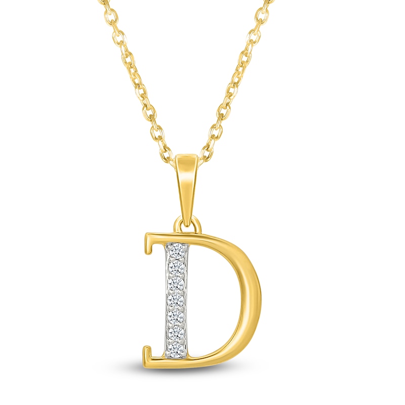 Main Image 1 of Diamond Initial D Necklace 1/20 ct tw 10K Yellow Gold 18"