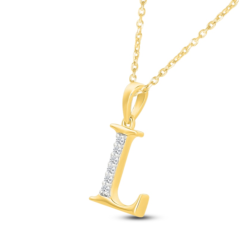 Main Image 2 of Diamond Initial L Necklace 1/20 ct tw 10K Yellow Gold 18"