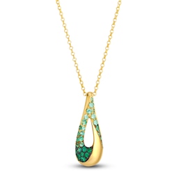 Le Vian Emerald Ombré Open Teardrop Necklace 14K Honey Gold 19"