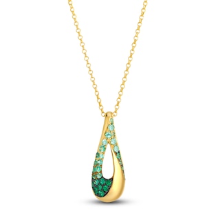 Le Vian Emerald Ombré Open Teardrop Necklace 14K Honey Gold 19"