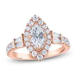 Vera Wang VOW Marquise-Cut Diamond Double Halo Engagement Ring 1-5/8 ct tw 14K Rose Gold