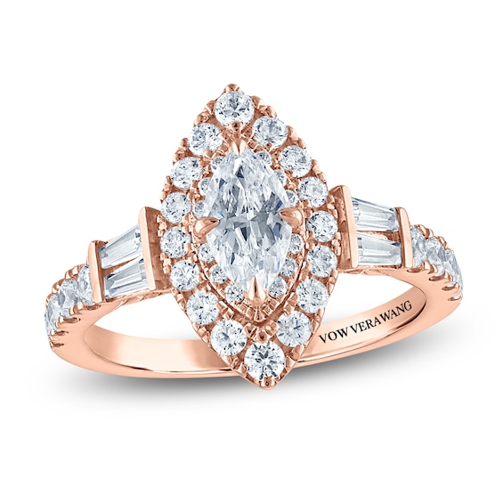 Vera Wang VOW Marquise-Cut Diamond Double Halo Engagement Ring 1-5/8 ct tw 14K Rose Gold