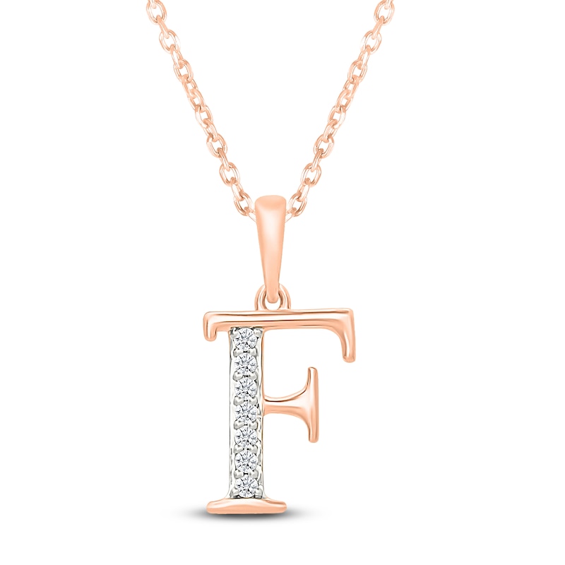 Main Image 1 of Diamond Initial F Necklace 1/20 ct tw 10K Rose Gold 18"