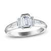 Thumbnail Image 1 of Vera Wang VOW Emerald & Baguette-Cut Diamond Three-Stone Engagement Ring 1 ct tw 14K White Gold