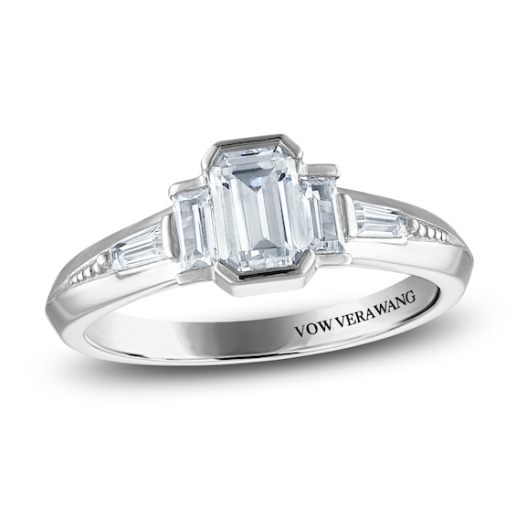 Vera Wang VOW Emerald & Baguette-Cut Diamond Three-Stone Engagement Ring 1 ct tw 14K White Gold