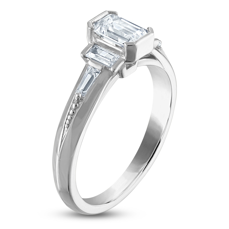 Main Image 2 of Vera Wang VOW Emerald & Baguette-Cut Diamond Three-Stone Engagement Ring 1 ct tw 14K White Gold