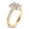 Thumbnail Image 2 of Vera Wang VOW Emerald-Cut Diamond Double Halo Engagement Ring 1-1/5 ct tw 14K Yellow Gold