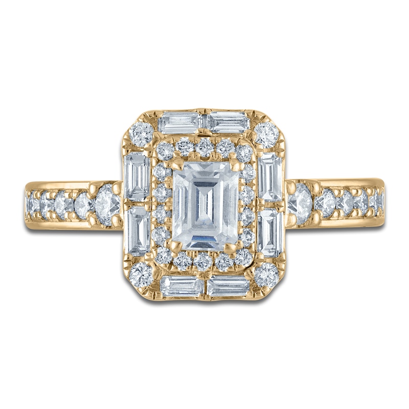 Main Image 3 of Vera Wang VOW Emerald-Cut Diamond Double Halo Engagement Ring 1-1/5 ct tw 14K Yellow Gold