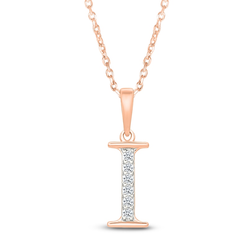 Main Image 1 of Diamond Initial I Necklace 1/20 ct tw 10K Rose Gold 18"