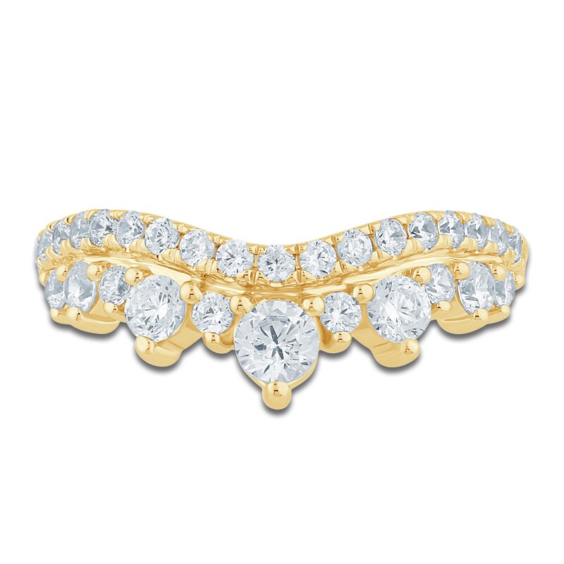Main Image 3 of Lab-Grown Diamond Two-Row Contour Anniversary Ring 1 ct tw 14K Yellow Gold