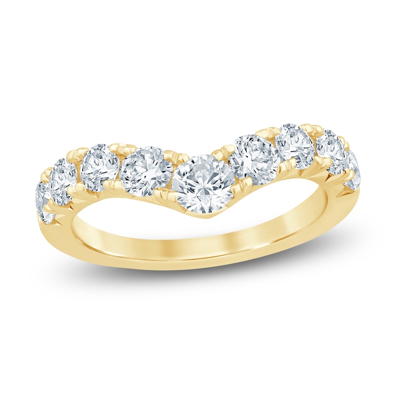 Main Image 1 of Lab-Grown Diamond Graduated Chevron Anniversary Ring 1-1/2 ct tw 14K Yellow Gold
