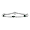 Thumbnail Image 1 of Oval-Cut Lab-Created Emerald & White Lab-Created Sapphire Station Bracelet Sterling Silver 7.5"