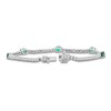 Thumbnail Image 2 of Oval-Cut Lab-Created Emerald & White Lab-Created Sapphire Station Bracelet Sterling Silver 7.5"