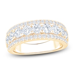 Lab-Grown Diamond Three-Row Anniversary Ring 1-3/4 ct tw 14K Yellow Gold