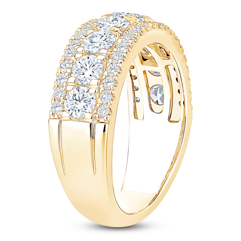 Main Image 2 of Lab-Grown Diamond Three-Row Anniversary Ring 1-3/4 ct tw 14K Yellow Gold