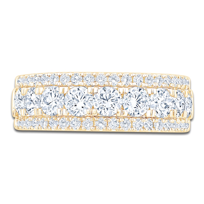 Main Image 3 of Lab-Grown Diamond Three-Row Anniversary Ring 1-3/4 ct tw 14K Yellow Gold