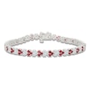 Thumbnail Image 1 of Lab-Created Ruby & White Lab-Created Sapphire Trios Bracelet Sterling Silver 7"