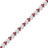 Thumbnail Image 2 of Lab-Created Ruby & White Lab-Created Sapphire Trios Bracelet Sterling Silver 7"