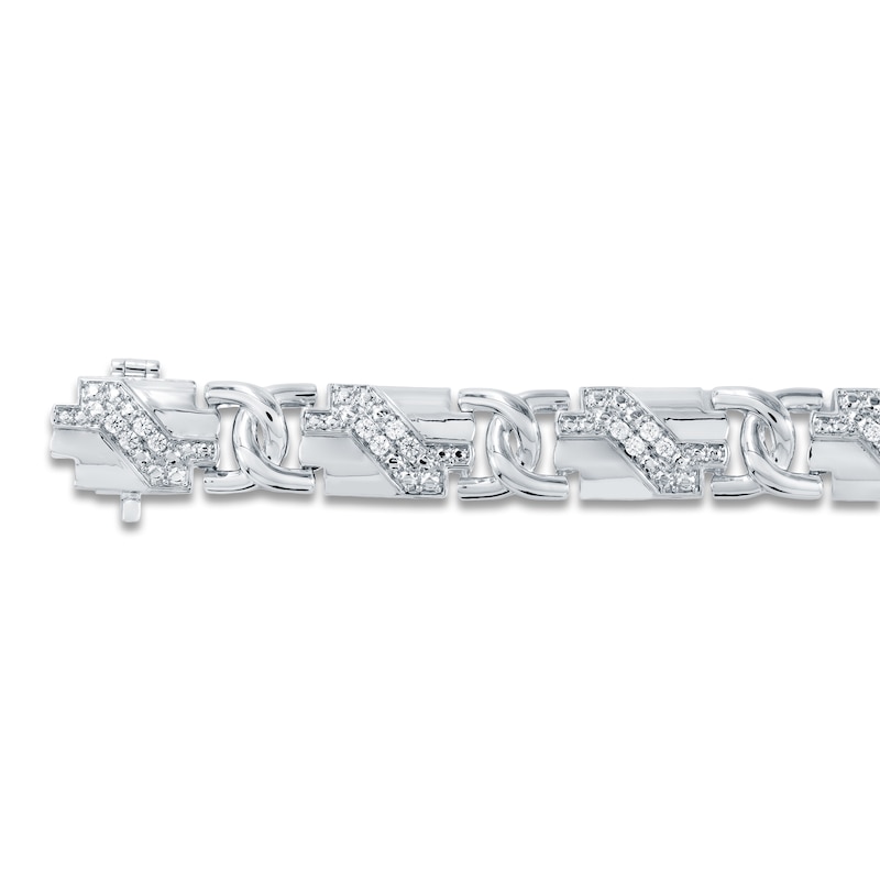 Main Image 3 of Men's Diamond Pavé Link Bracelet 1/2 ct tw Sterling Silver 8.5"