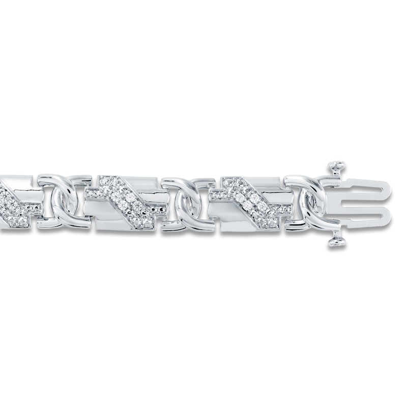 Main Image 4 of Men's Diamond Pavé Link Bracelet 1/2 ct tw Sterling Silver 8.5"