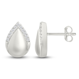 Diamond Teardrop Earrings 1/10 ct tw Sterling Silver