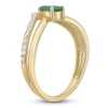 Thumbnail Image 2 of Pear-Shaped Natural Emerald & Diamond Split Chevron Ring 1/5 ct tw 10K Yellow Gold