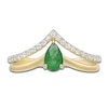Thumbnail Image 3 of Pear-Shaped Natural Emerald & Diamond Split Chevron Ring 1/5 ct tw 10K Yellow Gold