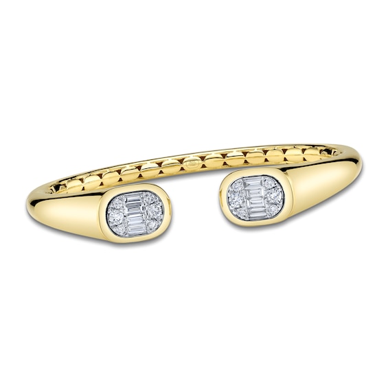 Shy ICON Lumeria Baguette & Round-Cut Multi-Diamond Cuff Bangle Bracelet 1 ct tw 14K Yellow Gold B22001022ZS