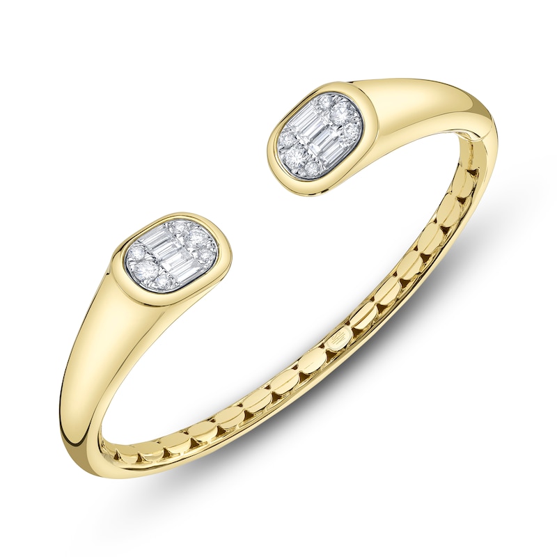 Main Image 2 of Shy Creation Baguette & Round-Cut Multi-Diamond Cuff Bangle Bracelet 1 ct tw 14K Yellow Gold