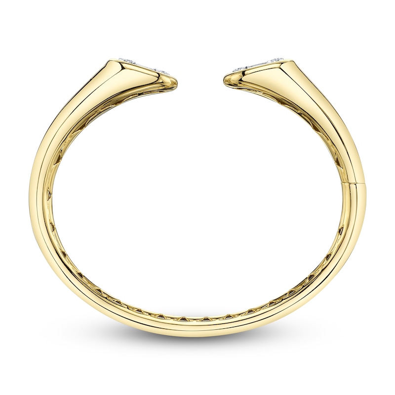 Main Image 3 of Shy Creation Baguette & Round-Cut Multi-Diamond Cuff Bangle Bracelet 1 ct tw 14K Yellow Gold