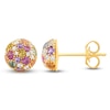 Thumbnail Image 1 of Natural Amethyst, Citrine, Peridot, Pink Sapphire, Swiss Blue Topaz & Diamond Pavé Domed Stud Earrings 1/6 ct tw 14K Yellow Gold