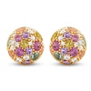 Thumbnail Image 3 of Natural Amethyst, Citrine, Peridot, Pink Sapphire, Swiss Blue Topaz & Diamond Pavé Domed Stud Earrings 1/6 ct tw 14K Yellow Gold