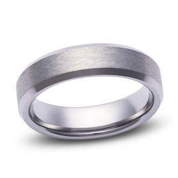 Men's Beveled-Edge Satin Wedding Band Tungsten Carbide 6mm
