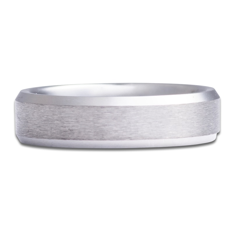 Main Image 3 of Men's Beveled-Edge Satin Wedding Band Tungsten Carbide 6mm