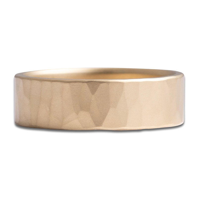 Main Image 3 of Men's Hammered Matte Wedding Band 14K Yellow Gold 7mm
