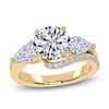 Thumbnail Image 1 of Round-Cut & Pear-Shaped Lab-Grown Diamond Three-Stone Bypass Engagement Ring 2-1/4 ct tw 14K Yellow Gold