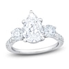Thumbnail Image 1 of Pear-Shaped & Round-Cut Lab-Grown Diamond Three-Stone Engagement Ring 3 ct tw 14K White Gold