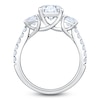 Thumbnail Image 2 of Pear-Shaped & Round-Cut Lab-Grown Diamond Three-Stone Engagement Ring 3 ct tw 14K White Gold