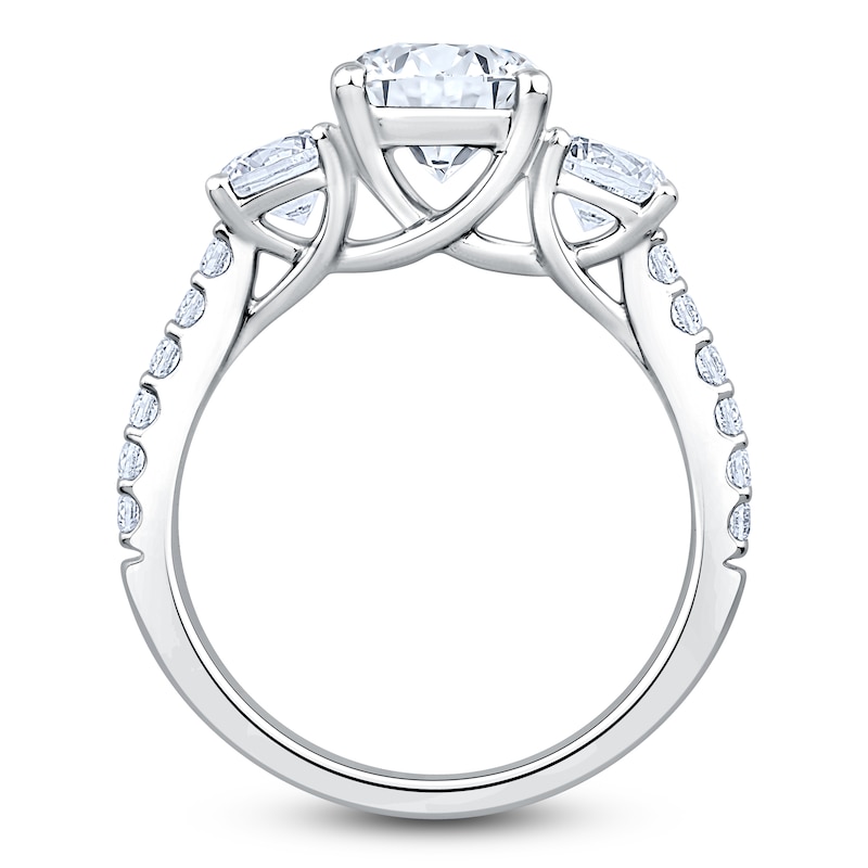 Main Image 2 of Pear-Shaped & Round-Cut Lab-Grown Diamond Three-Stone Engagement Ring 3 ct tw 14K White Gold