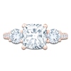 Thumbnail Image 3 of Cushion & Round-Cut Lab-Grown Diamond Three-Stone Engagement Ring 3 ct tw 14K Rose Gold