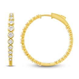 Lab-Grown Diamond Graduated Inside-Out Hoop Earrings 2 ct tw 14K Yellow Gold