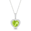 Thumbnail Image 1 of Heart-Shaped Natural Peridot & White Lab-Created Sapphire Heart Necklace Sterling Silver 18"