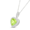 Thumbnail Image 2 of Heart-Shaped Natural Peridot & White Lab-Created Sapphire Heart Necklace Sterling Silver 18"
