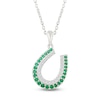 Thumbnail Image 1 of Lab-Created Emerald & White Lab-Created Sapphire Horseshoe Necklace Sterling Silver 18"