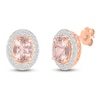 Thumbnail Image 2 of Oval-Cut Natural Morganite & White Lab-Created Sapphire Halo Stud Earrings 10K Rose Gold