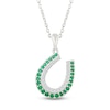Thumbnail Image 1 of Lab-Created Emerald & White Lab-Created Sapphire Horseshoe Necklace 10K White Gold 18"