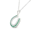 Thumbnail Image 2 of Lab-Created Emerald & White Lab-Created Sapphire Horseshoe Necklace 10K White Gold 18"