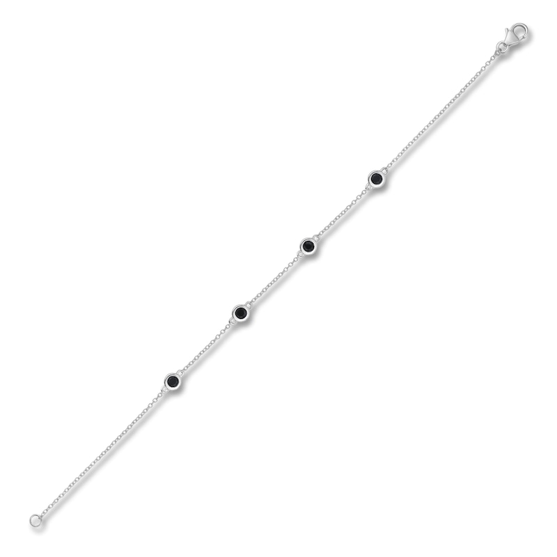 Main Image 2 of Natural Black Onyx Bezel-Set Bracelet Sterling Silver 7.25"